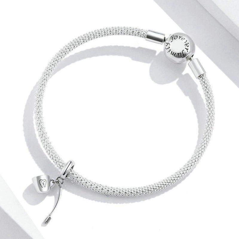 LAMOONY Toothbrush Charm 925 Sterling Silver Tooth Bead for Pandora Charm Bracelet Gift for Anniversary Love Birthday Christmas Day (Toothbrush) - Image 4